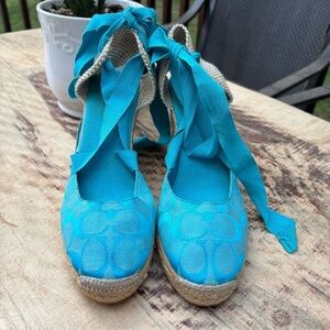Coach Stylish Blue Espadrille Wedges